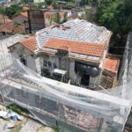 Imagem aérea das obras de restauro do Casarão